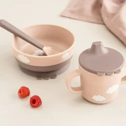 Outlet Coffret premier repas Happy clouds Rose (3 pièces) Coffret Repas