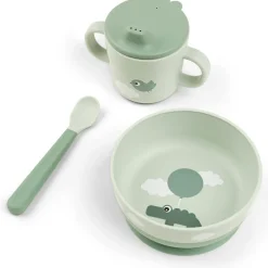 Done by Deer Coffret premier repas Happy clouds Vert (3 pièces)