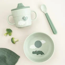 Done by Deer Coffret premier repas Happy clouds Vert (3 pièces)