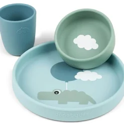 Clearance Coffret repas en silicone Happy clouds bleu (3 pièces) Coffret Repas