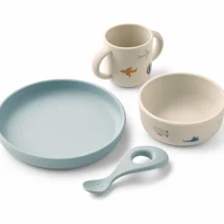 Liewood Coffret repas en silicone Vivi Aviator Ecru (4 pièces)