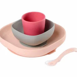 Coffret repas en silicone rose (4 pièces) Coffret Repas