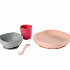 Coffret repas en silicone rose (4 pièces) Coffret Repas