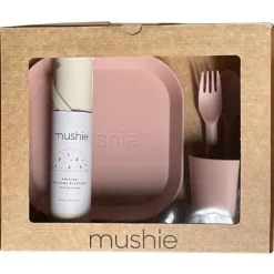 Mushie Coffret repas en silicone Blush (3 pièces)