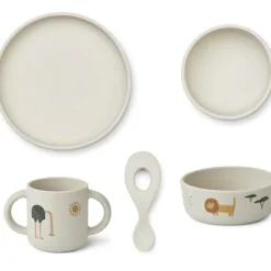 Liewood Coffret repas en silicone Vivi Safari sandy mix (4 pièces)