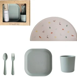 Mushie Coffret repas en silicone Sage (5 pièces)