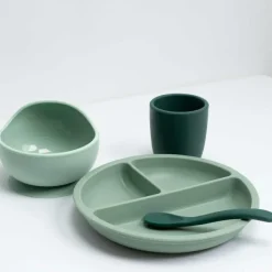 Best Coffret repas en silicone Vert Sauge-Vert Sapin (4 pièces) Coffret Repas