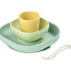 Béaba Coffret repas en silicone jaune et vert (4 pièces)