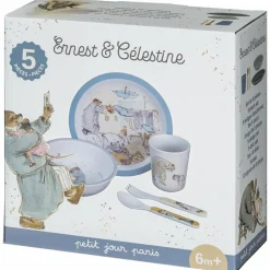 Coffret repas Ernest et Célestine bleu (5 pièces) Coffret Repas