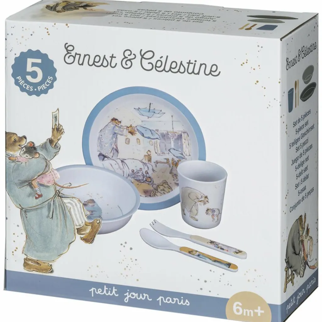 Coffret repas Ernest et Célestine bleu (5 pièces) Coffret Repas