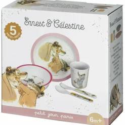Coffret repas Ernest et Célestine rose (5 pièces) Coffret Repas