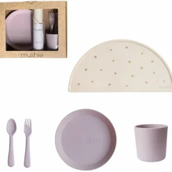 Mushie Coffret repas Round Soft Lilac (4 pièces)