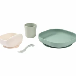 Béaba Coffret repas silicone Vert sauge et Vert de gris (4 pièces)