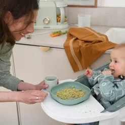 Béaba Coffret repas silicone Vert sauge et Vert de gris (4 pièces)