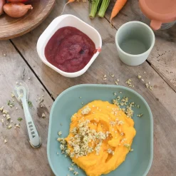 Béaba Coffret repas silicone Vert sauge et Vert de gris (4 pièces)