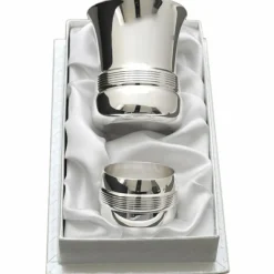 Clearance Coffret timbale et rond de serviette Filets personnalisable (métal argenté) Coffret Orfèvrerie