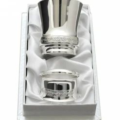 Daniel Crégut Coffret timbale et rond de serviette Champs Elysées personnalisable (métal argenté)