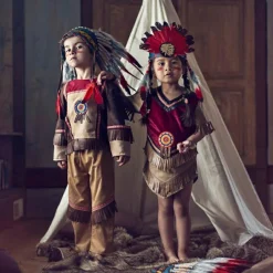 Coiffe indienne Anoki rouge Accessoires De Déguisement