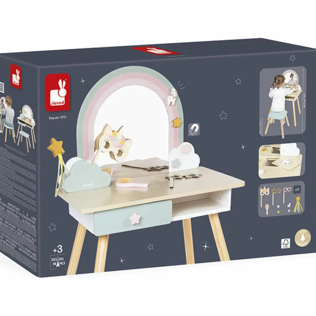 Coiffeuse en bois Licorne et accessoires Coin Beauté / Barbier