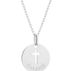Outlet Collier chaîne croix ajourée personnalisable (argent 925) Collier Religieux