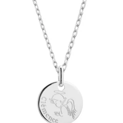 Enfant Petits trésors Collier chaîne dessin Ange personnalisable (argent 925°)