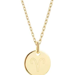 Enfant Petits trésors Collier chaîne médaille Bélier personnalisable (plaqué or)