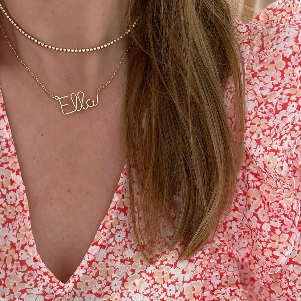 Hot Collier chaîne Prénom goldfilled jaune (personnalisable) Collier Maman