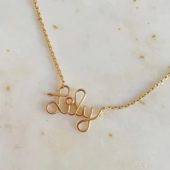 Hot Collier chaîne Prénom goldfilled jaune (personnalisable) Collier Maman