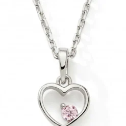 Enfant Baby bijoux Collier Coeur rose 42 + 3 cm (argent)