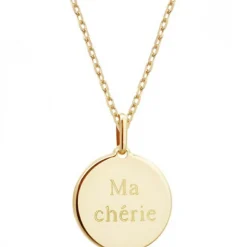 Enfant Petits trésors Collier enfant médaille Coeur ivoire plaqué or 42 cm (personnalisable)