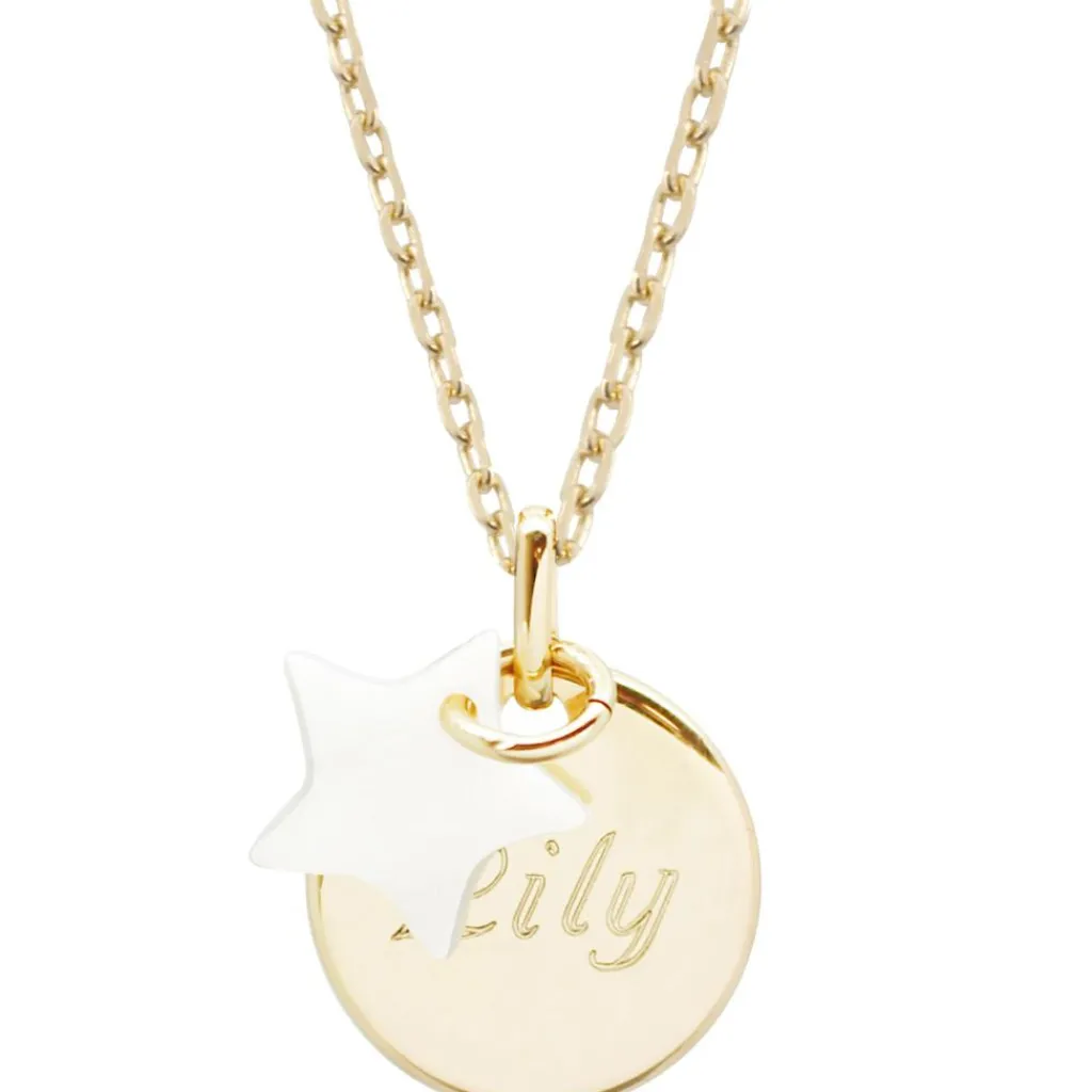 Hot Collier enfant médaille et étoile en nacre personnalisable (plaqué or) Enfant Chaîne & Collier Bébé / Enfant