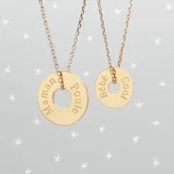 Enfant Petits trésors Collier enfant Mini jeton personnalisable (plaqué or)