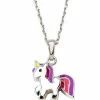 New Collier Licorne rose 42 cm (argent) Enfant Chaîne & Collier Bébé / Enfant