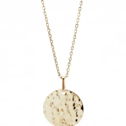 Petits trésors Collier médaille martelée 45 cm personnalisable (plaqué or)