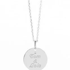 Discount Collier médaille martelée 45 cm personnalisable (argent 925°) Collier Maman