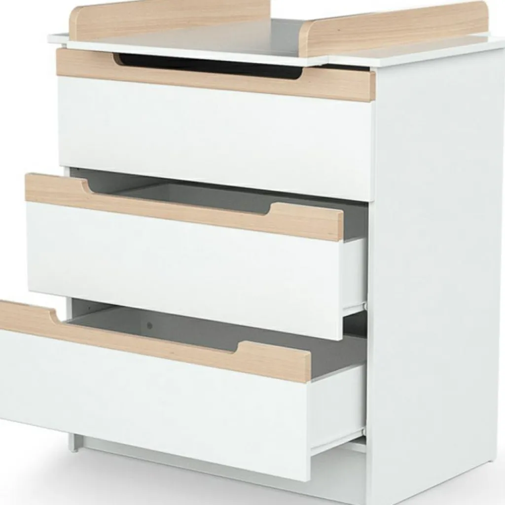 AT4 Commode à langer en bois de hêtre verni Carrousel blanc