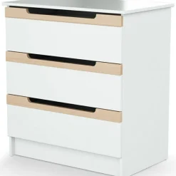 AT4 Commode à langer en bois de hêtre verni Carrousel blanc