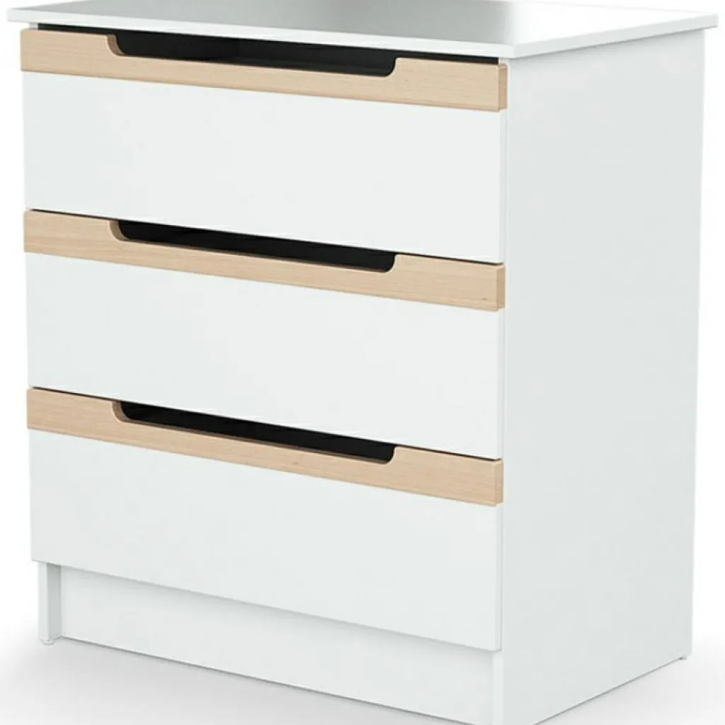 AT4 Commode à langer en bois de hêtre verni Carrousel blanc