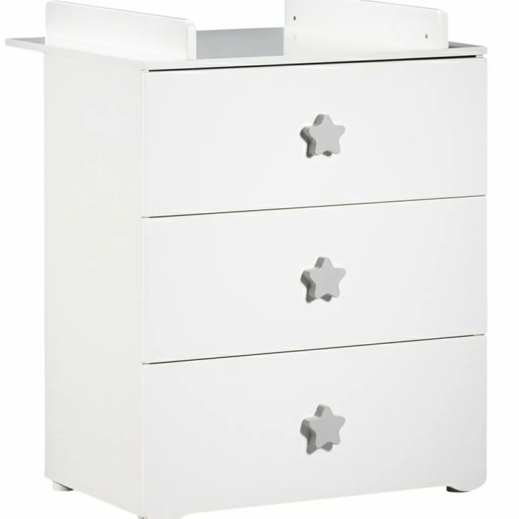 Baby Price Commode à langer New Basic Boutons étoile gris