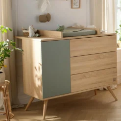 Sale Commode 3 tiroir et 1 porte Seventies sauge Commode À Langer