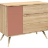 Sauthon mobilier Commode 3 tiroir et 1 porte Seventies terracotta