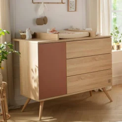 Sauthon mobilier Commode 3 tiroir et 1 porte Seventies terracotta