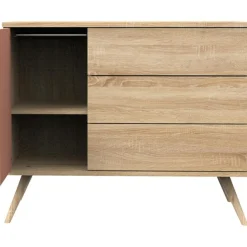 Sauthon mobilier Commode 3 tiroir et 1 porte Seventies terracotta