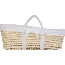 Childhome Couffin moïse naturel avec matelas et habillage jersey écru