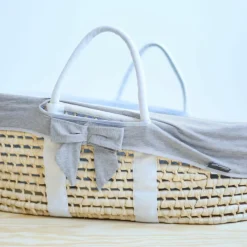 Childhome Couffin moïse naturel avec matelas et habillage jersey gris