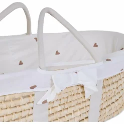 Discount Couffin moïse naturel avec matelas et habillage jersey cœurs Couffin Et Accessoires