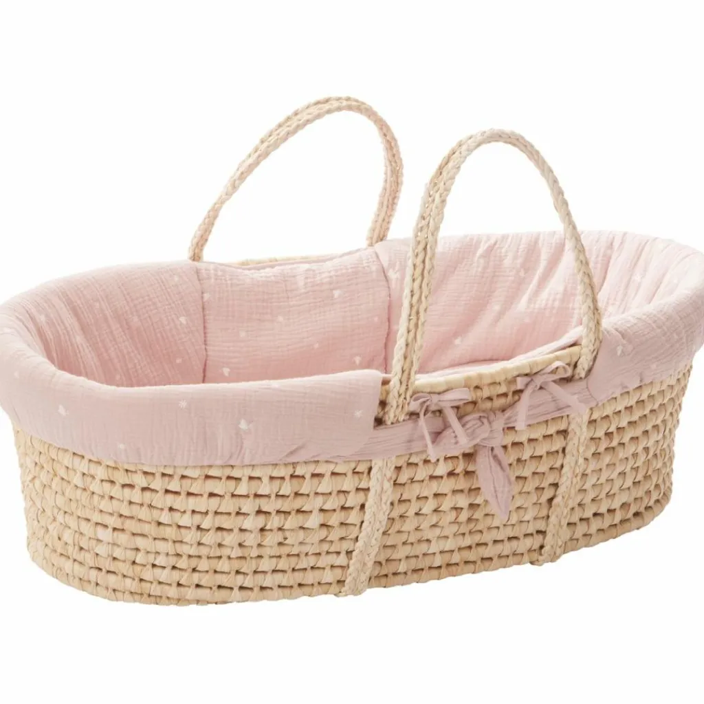 Clearance Couffin souple en osier Promenade bucolique rose clair Couffin Et Accessoires