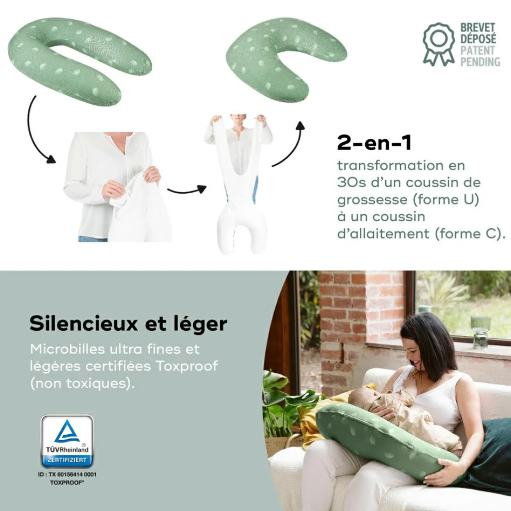 Discount Coussin de maternité B.Love 2 en 1 Wind Vert Coussin De Grossesse
