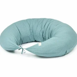 Outlet Coussin de maternité Stories Édition limitée Teal cream grid Coussin De Grossesse