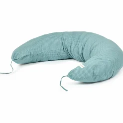 Outlet Coussin de maternité Stories Édition limitée Teal cream grid Coussin De Grossesse